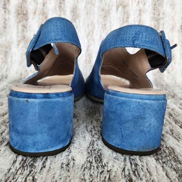 Ecco Danish Design "Shape 35" Block Slingback Sandal Blue Leather Women's Size 8 - Picture 6 of 14